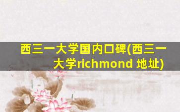 西三一大学国内口碑(西三一大学richmond 地址)